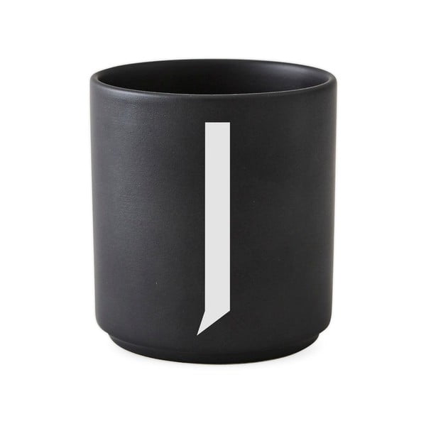 Čierny porcelánový hrnček Design Letters Alphabet J, 250 ml