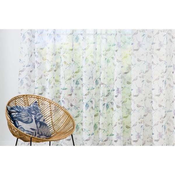 Bielo-fialová záclona 400x260 cm Birdy – Mendola Fabrics