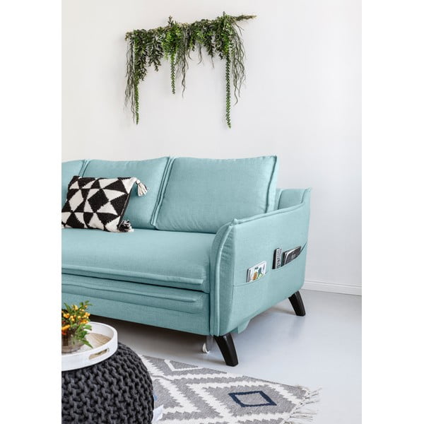 Svetlomodrá rozkladacia rohová pohovka Miuform Charming Charlie, ľavý roh-image-4