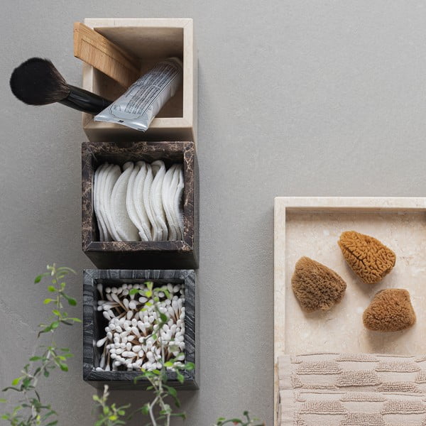 Tmavohnedý mramorový kúpeľňový organizér na vatové tampony Marble – Mette Ditmer Denmark-image-3