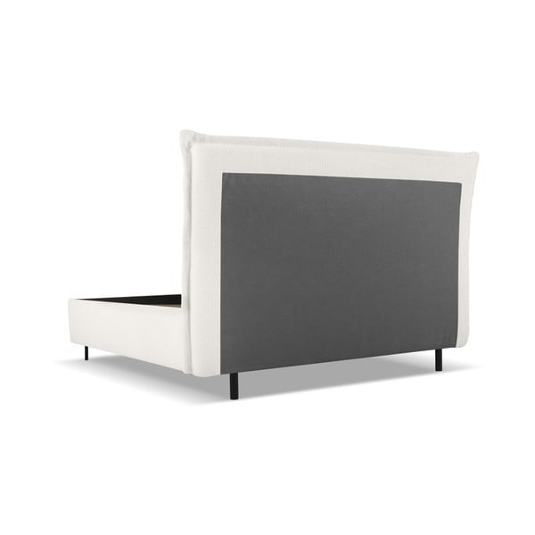 Biela čalúnená dvojlôžková posteľ s úložným priestorom a roštom 160x200 cm Armie – Milo Casa-image-3