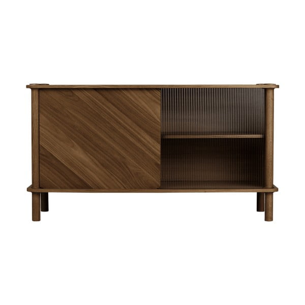 Hnedá vitrína z dubového dreva s posuvnými dverami 135x73,5x48 cm Italic – UMAGE-image-1