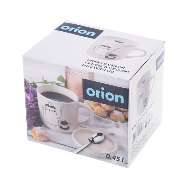 Biely porcelánový hrnček s viečkom 450 ml – Orion-image-3
