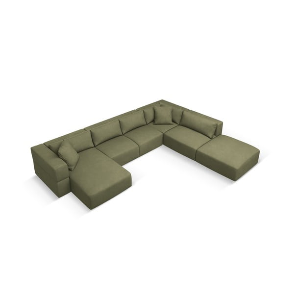 Svetlozelená rohová pohovka do "U", pravý roh Esther - Milo Casa-image-2