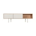 TV stolík z dubového dreva v bielo-prírodnej farbe 160x48 cm Fina – Gazzda