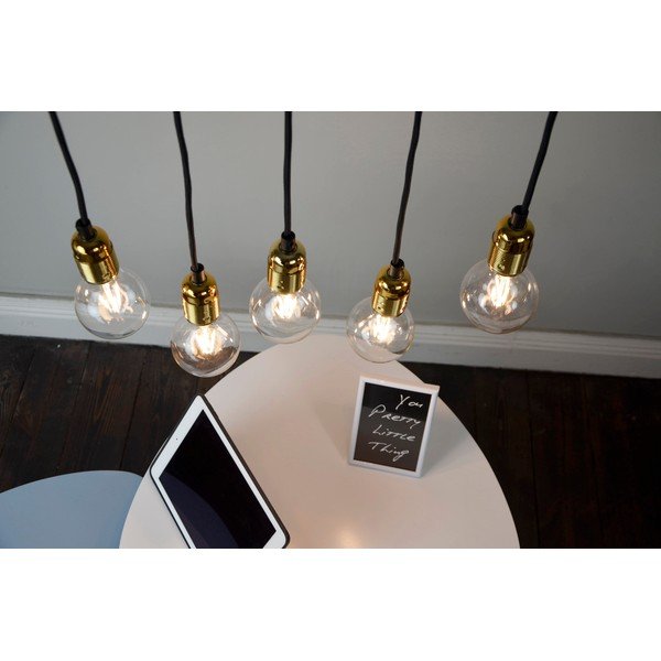 Čierne päťramenné závesné svietidlo s detailmi v zlatej farbe Sotto Luce Uno-image-2