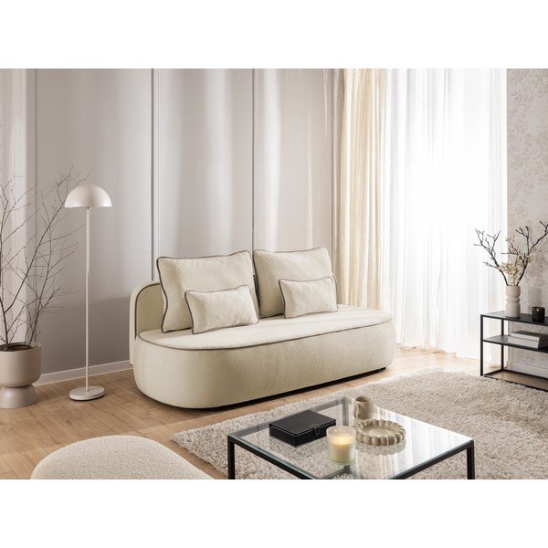 Béžová/taupe zamatová rozkladacia/s úložným priestorom pohovka 210 cm Saga – Ropez-image-1