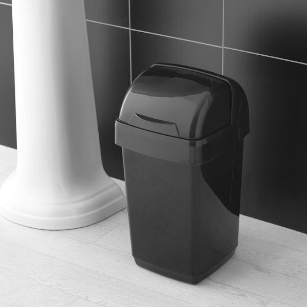 Čierny odpadkový kôš Addis Roll Top, 22,5 x 23 x 42,5 cm-image-1