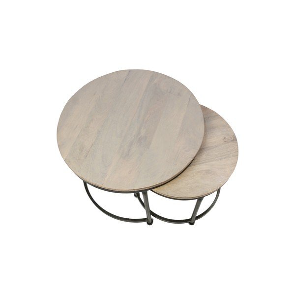 Sada 2 odkladacích stolíkov s doskou z mangového dreva HMS collection Taylor, výška 56 cm-image-1