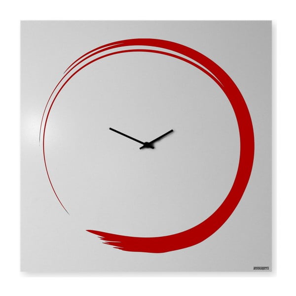 Nástenné hodiny dESIGNoBJECT.it Enso Clock Red, 50 x 50 cm