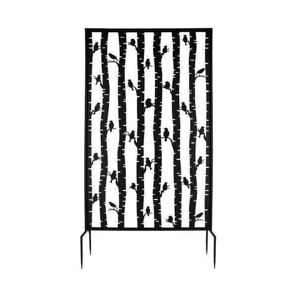 Čierna kovová balkónová zástena 100x186 cm Birds – Esschert Design-image-3