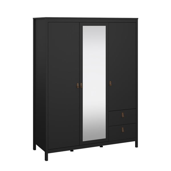 Čierna šatníková skriňa so zrkadlom 150x199x58 cm Madrid – Tvilum-image-4