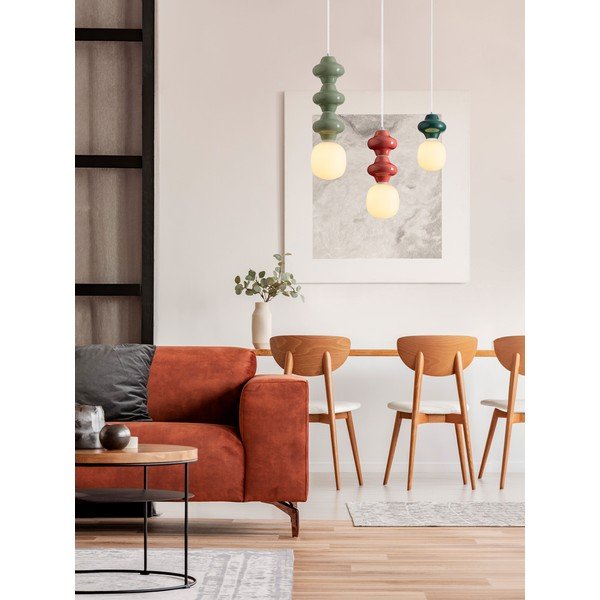 Biele/svetlozelené keramické závesné svietidlo so skleneným tienidlom ø 18 cm Clio – Nova Luce-image-2