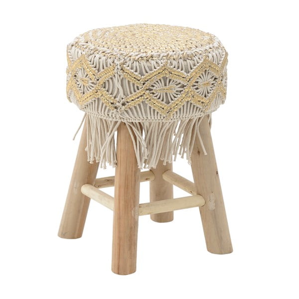 Béžová stolička z bavlny a eukalyptového dreva InArt Macrame, ⌀ 30 cm