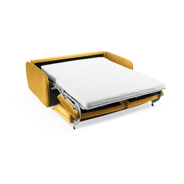 Zamatová rozkladacia pohovka v horčicovej farbe 194 cm Vienna – Cosmopolitan Design-image-4