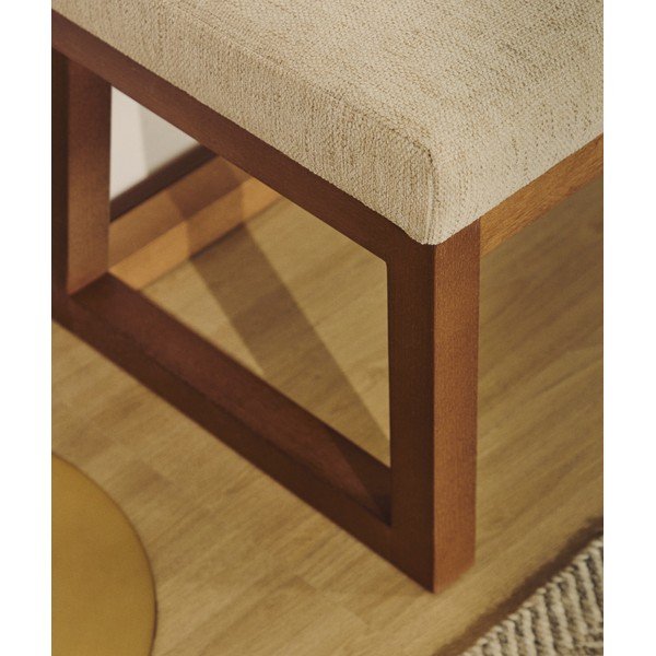 Béžová/v tmavo prírodnej farbe polstrovaná lavica Loya – Kave Home-image-2