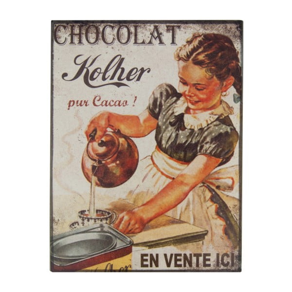 Plechová ceduľa Antic Line Chocolat, 35 x 37 cm