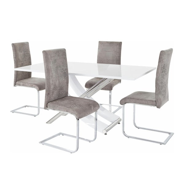 Sada stola a 4 sivých stoličiek Støraa Carl