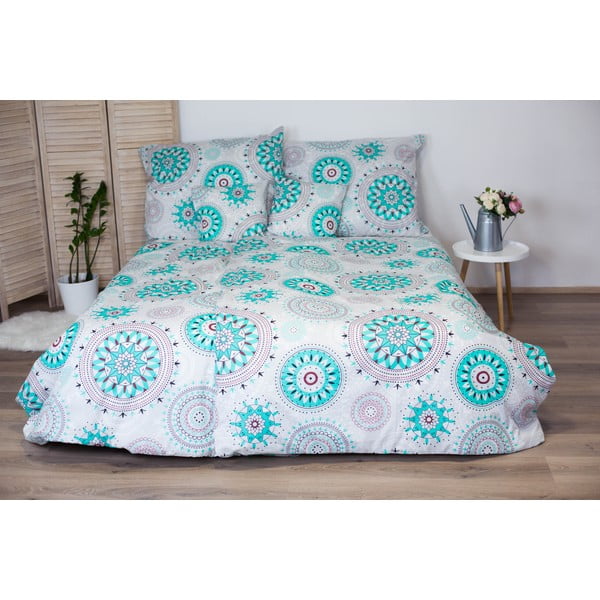 Bavlnené obliečky na jednolôžko s tyrkysovomodrým dekorom Cotton House Mandala, 140 x 200 cm-image-1