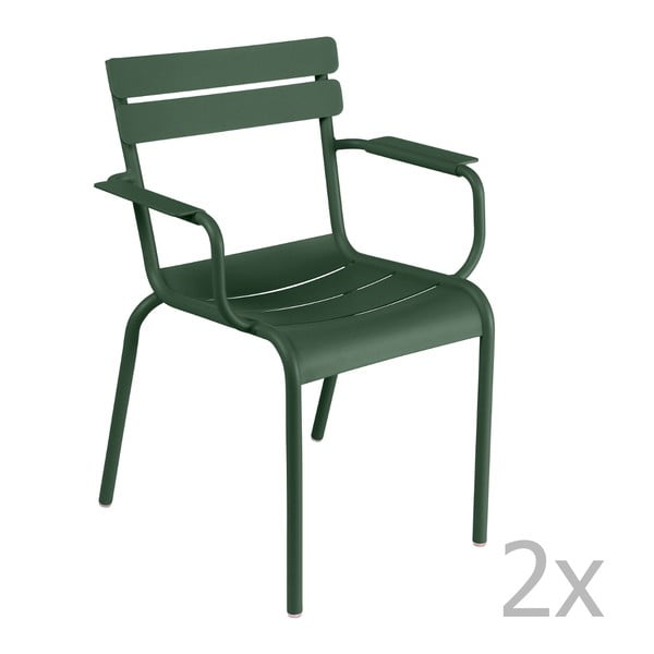 Sada 2 zelených stoličiek s opierkami na ruky Fermob Luxembourg