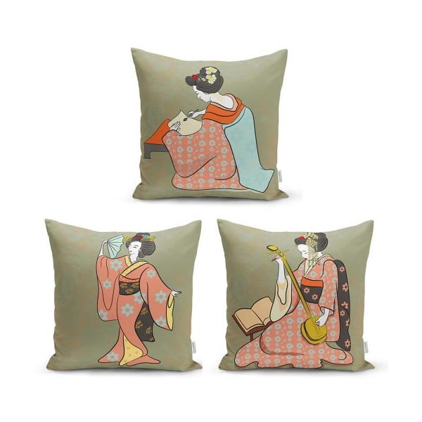 Súprava 3 dekoratívnych obliečok na vankúše Minimalist Cushion Covers Ethnic Eastern, 45 x 45 cm