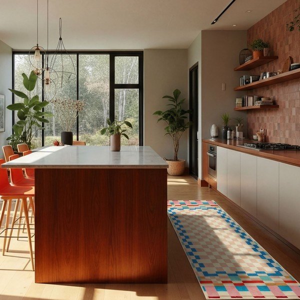 Behúň s prímesou vlny 80x300 cm Checkered Border – Flair Rugs-image-1