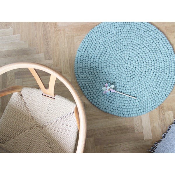 Pastelovomodrý guľôčkový vlnený koberec Wooldot Ball rugs, ⌀ 120 cm-image-2