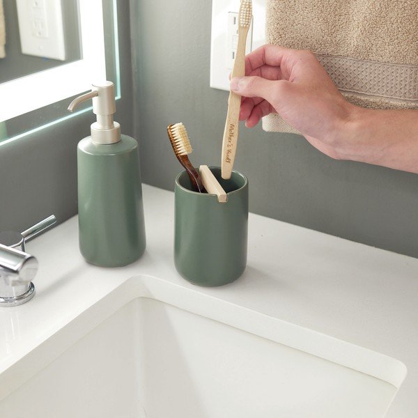 Zelený keramický dávkovač mydla iDesign Eco Vanity-image-1