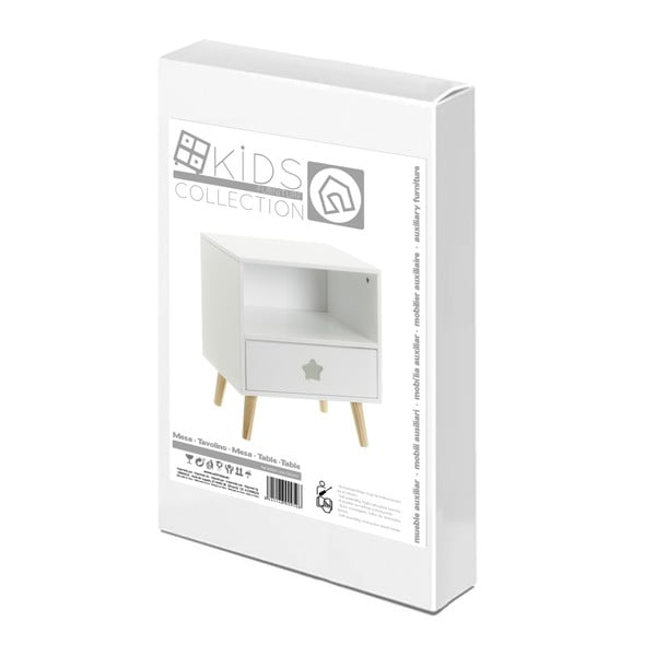 Biely detský nočný stolík s poličkami – Casa Selección-image-4