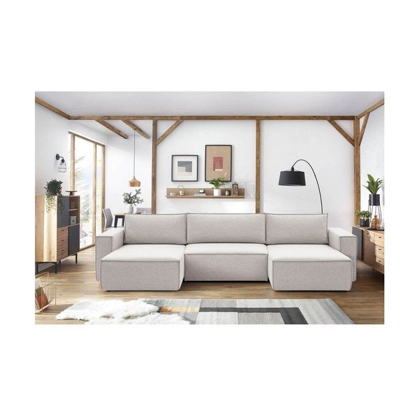 Béžová rohová pohovka do "U" Nihad - Bobochic Paris-image-1