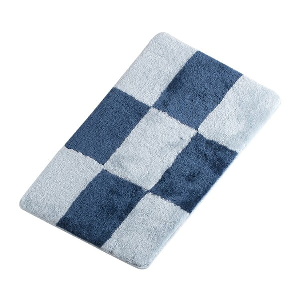Modrá kúpeľňová predložka Verge Bath Mat Check, 60 × 100 cm