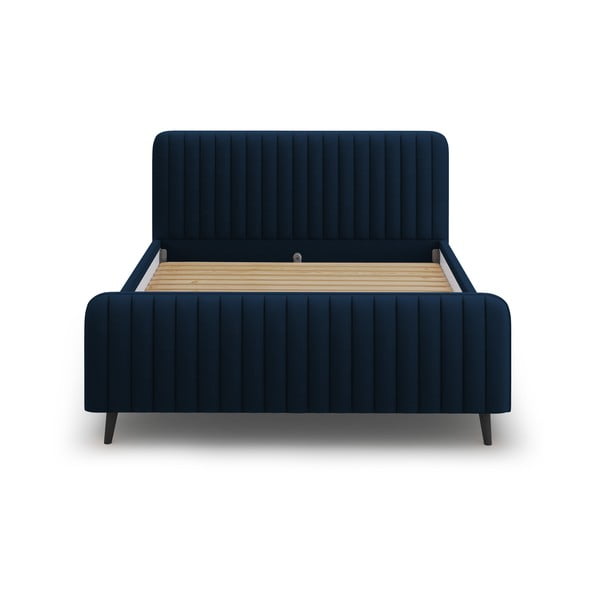 Tmavomodrá čalúnená dvojlôžková posteľ s roštom 180x200 cm Lily - Micadoni Home-image-2