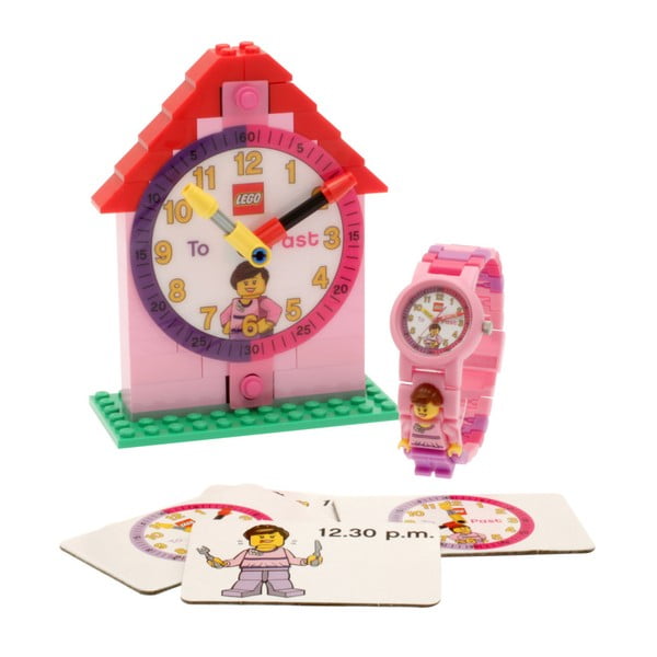 Ružové hodinky a výuková stavebnica LEGO® Time Teacher
