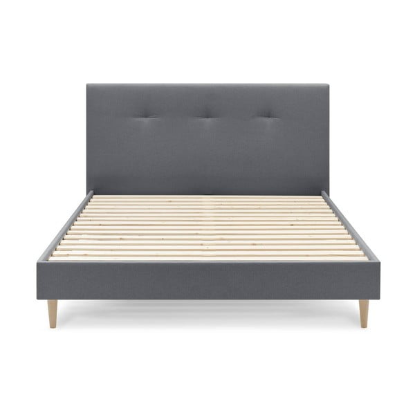 Tmavosivá čalúnená dvojlôžková posteľ s roštom 180x200 cm Tory - Bobochic Paris-image-1