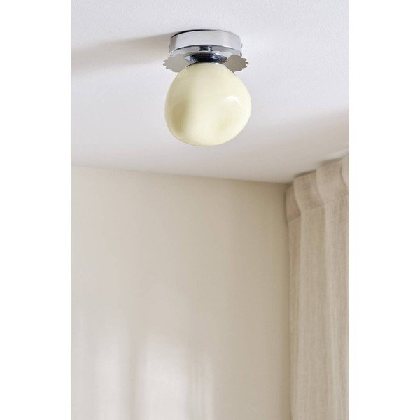 Krémovobiele/v lesklej striebornej farbe stropné svietidlo z opálového skla ø 12 cm Bon – Jotex-image-3