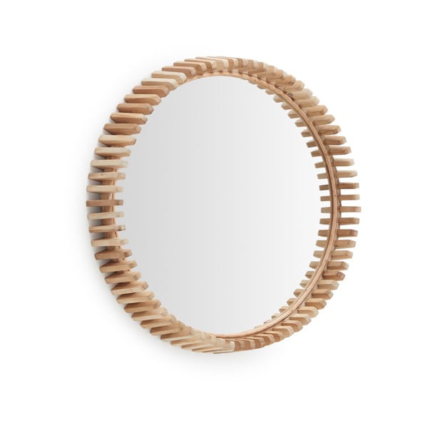Nástenné zrkadlo s dreveným rámom ø 60 cm Polke – Kave Home