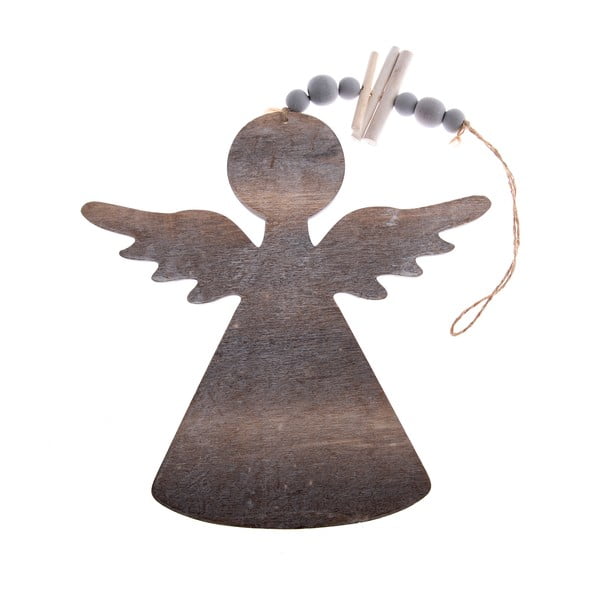 Drevená závesná ozdoba v tvare anjela Dakls, dĺžka 20,5 cm