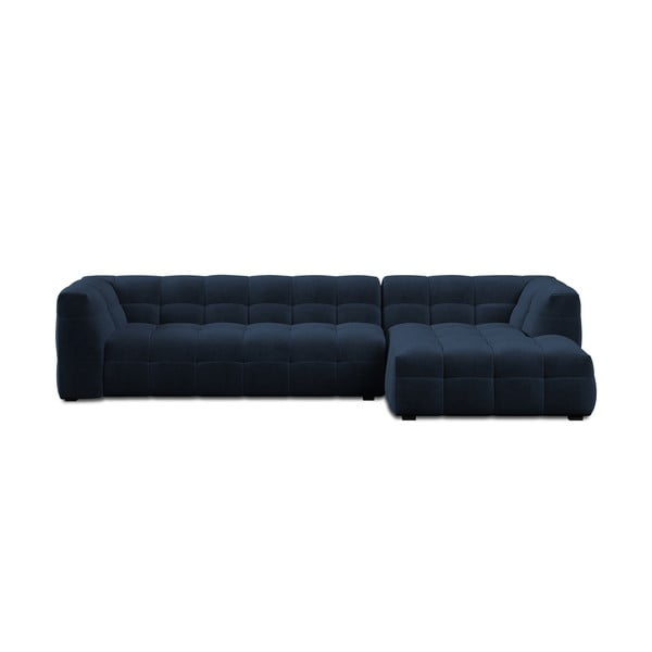Modrá zamatová rohová pohovka Windsor & Co Sofas Vesta, pravý roh