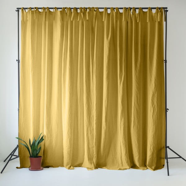 Žltý ľanový záves 140x330 cm Lemon Curry – Linen Tales