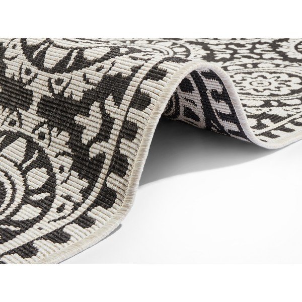 Čierno-krémový vonkajší koberec NORTHRUGS Jardin, 80 x 350 cm-image-2