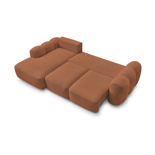 Oranžová rozkladacia/s úložným priestorom rohová pohovka z textílie buklé (ľavý roh/s leňoškou) Montaigne – Bobochic Paris-image-4