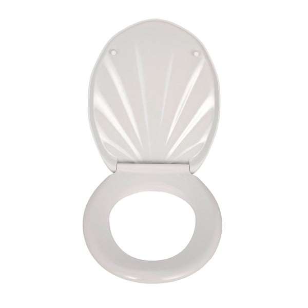 Biele WC sedadlo s jednoduchým zatváraním Wenko Premium Sea Shell, 45,5 × 38 cm-image-1