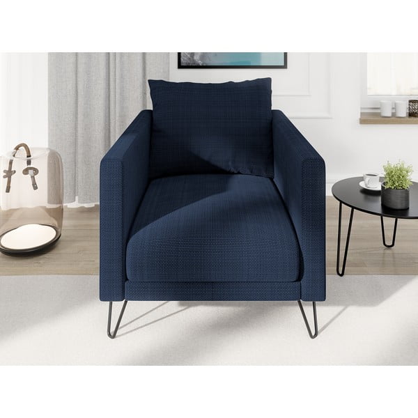 Tmavomodré ženilkové kreslo Freya – Ropez-image-1