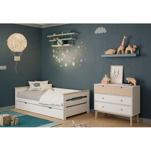 Biela nízka detská komoda 100x81 cm Estefania – Marckeric-image-1