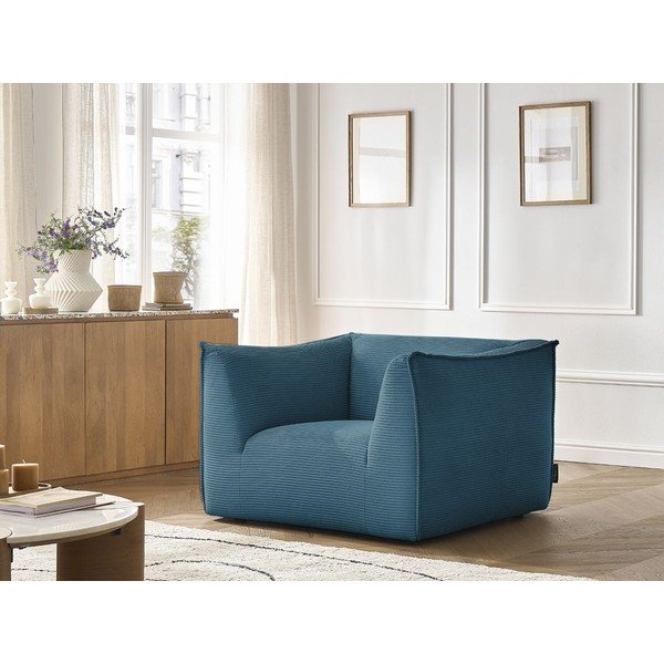 Modré menčestrové kreslo Giorgia – Bobochic Paris-image-1