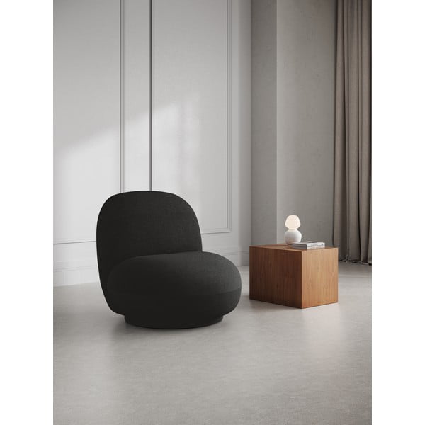 Čierne kreslo z textílie buklé Chuck – Micadoni Home-image-1