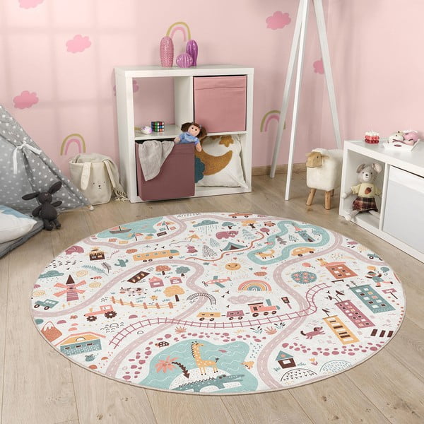 Prateľný detský hrací koberec ø120 cm Furry World – Mila Home-image-4