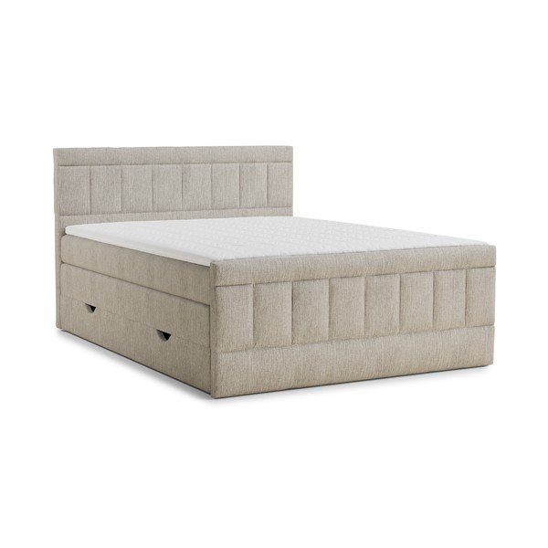Béžová boxspring posteľ s úložným priestorom 180x200 cm Caya – Maison de Rêve