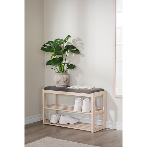 Čierna skrinka na topánky z dubového dreva s lavicou Confetti – Rowico-image-4