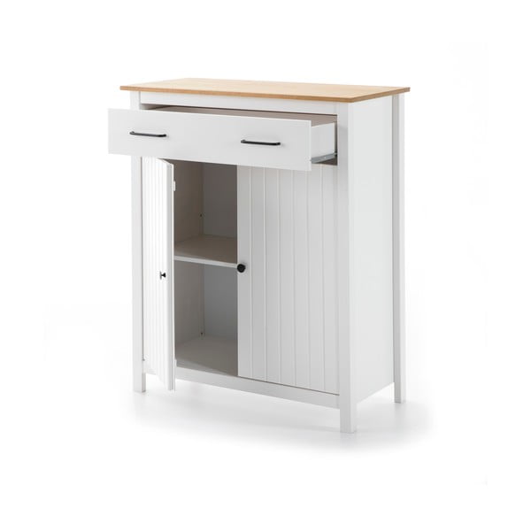 Biela vysoká komoda z borovicového dreva 90x110 cm Miranda – Marckeric-image-3